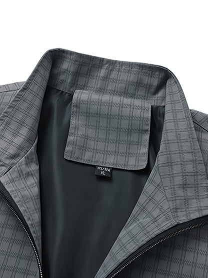 Տղամարդու առօրյա բացօթյա բաճկոն - Գարուն/աշուն փափուկ բաճկոն՝ վանդակավոր նախշերով, երկար թևքերով և կայծակաճարմանդով փակմամբ