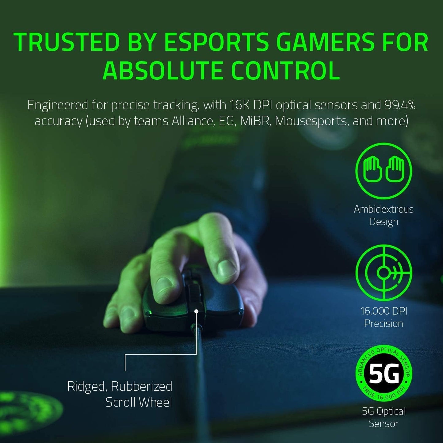 Razer Viper Ultralight Ambidextrous Wired Gaming Mouse: Fastest Mouse Switch in Gaming - 16,000 DPI Optical Sensor - Chroma RGB Lighting - 8 Programmable Buttons - Drag-Free Cord