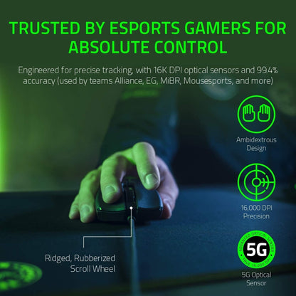 Razer Viper Ultralight Ambidextrous Wired Gaming Mouse: Fastest Mouse Switch in Gaming - 16,000 DPI Optical Sensor - Chroma RGB Lighting - 8 Programmable Buttons - Drag-Free Cord