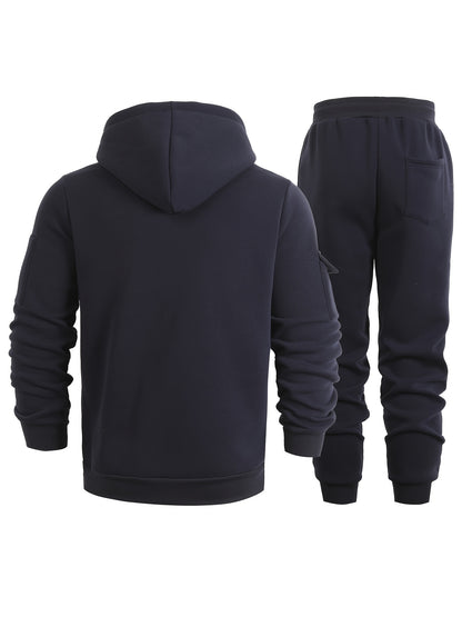 2 հատ տղամարդու միագույն երկարաթև սվիտեր և մարզաշապիկ գլխարկով, հարմար է գարնանային, աշնանային և ձմեռային սպորտաձևերի համար։