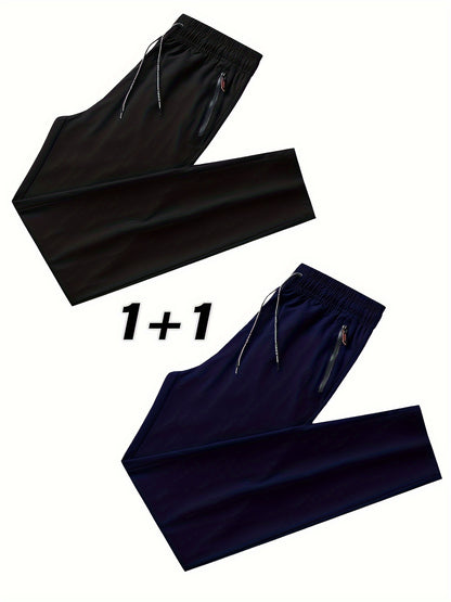 2pcs Men's Casual Pants, Fashion Trend Ultra-light Breathable Long Pants, Quick Dry Fabric Sports Pants