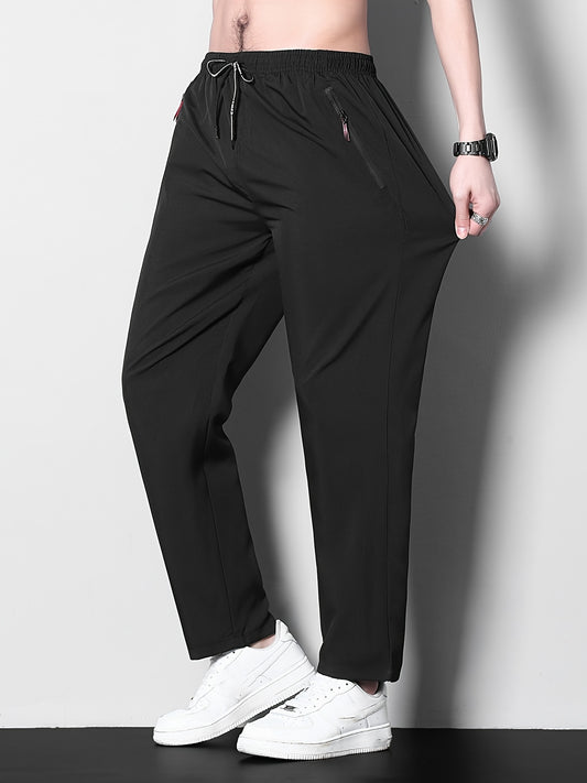 Men's Athletic Pants: Breathable Polyester, Zipper Detail, Regular Fit, Perfect for Workout or Casual Wear