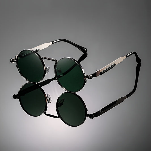 Վինտաժ ոճի կլոր շրջանակով մետաղյա ակնոցներ տղամարդկանց և կանանց համար - Էլեգանտ ռետրո դիզայն սև մգեցված ոսպնյակներով, դիմացկուն PC նյութ, իդեալական է ծննդյան նվերների, լուսանկարչական պարագաների և նորաձևության աքսեսուարների համար, վինտաժ ակնոցներ