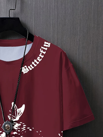 Տղամարդու հարթ ուսերով, թիթեռի նախշերով, կարճ թևքերով մարզաշապիկ XT7119