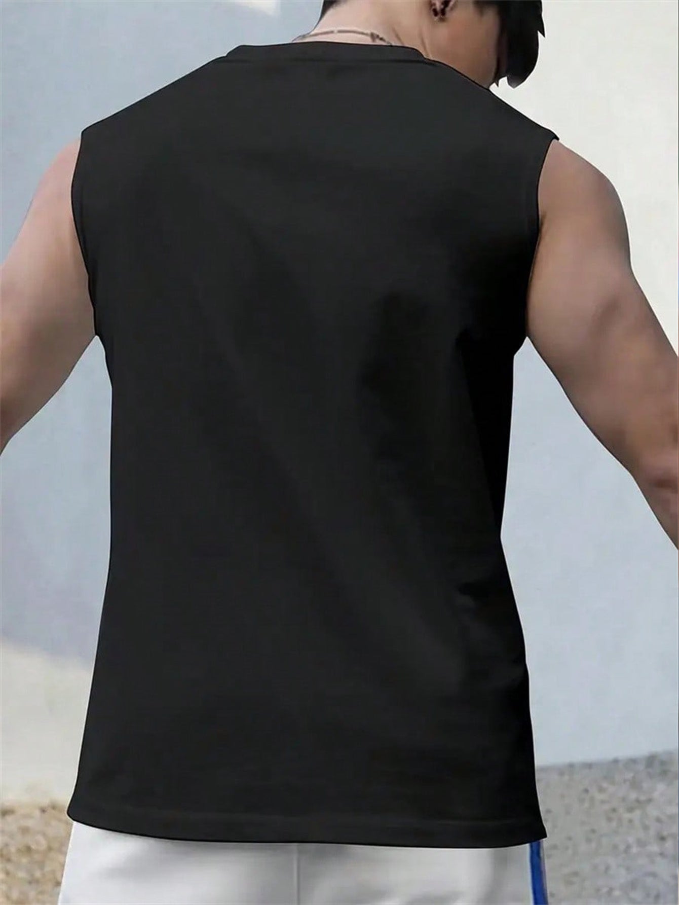 Տպել Հարմարավետ շնչառական վերնաշապիկ, տղամարդկանց պատահական ձգվող անթև վերնաշապիկ ամառային մարզասրահի մարզումների համար բասկետբոլ