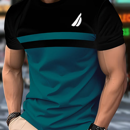 Տղամարդու նորաձև շապիկ - սև, կապտականաչավուն գույնի նախշերով, կարճ թևքերով, կանոնավոր չափսերով, պոլիեսթերային գործվածքով, իդեալական է առօրյա հագուստի համար, նորաձև շապիկ