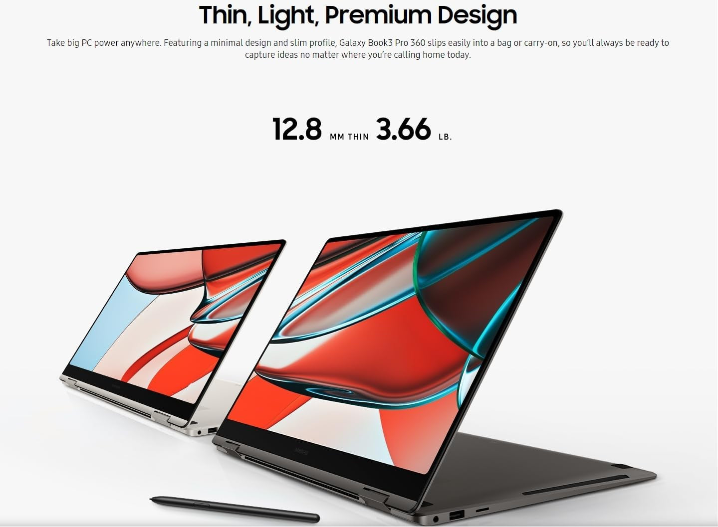 Samsung Galaxy Book3 Pro 360 2-In-1 Laptop (16" 3K AMOLED Touchscreen, Intel I7-1360P, 16GB Ram, 2TB Ssd), Ist Pen, Win 11 Pro W/Ai Copilot, NP960QFG