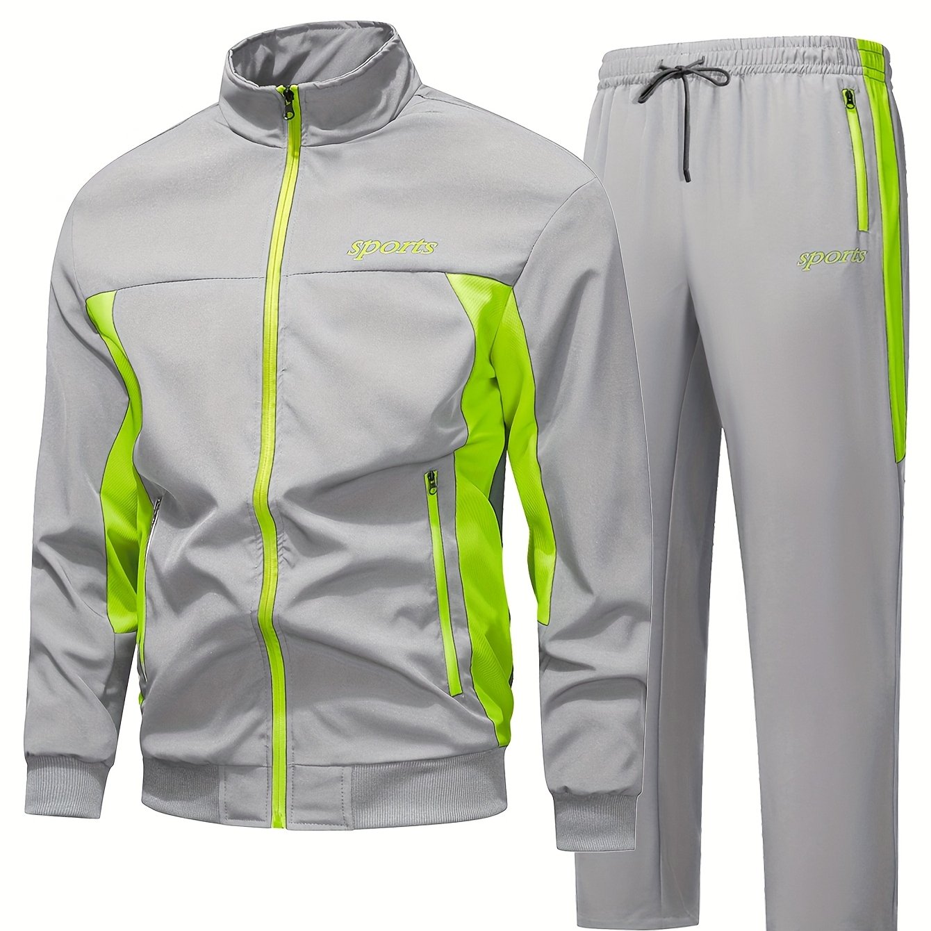 Comfortable Men's Casual Patchwork Sport Suit Jacket and Trousers Tracksuit, Streetwear Set, Casual Sportswear, Sporty Look, Stylish Tracksuit, Quality Stitching, Comfortable Fabric, Twopiece Suit, Matching Outfit, Urban Styl