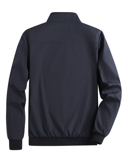 Տղամարդու թեթև բաճկոն՝ նեղ, կայծակաճարմանդով վերարկու՝ կանգնած օձիքով, թեթև վերնազգեստ՝ գարնանային/աշնանային, գրասենյակային, ճանապարհորդական, ամենօրյա՝ կայծակաճարմանդով փակվող, առօրյա բլեյզեր