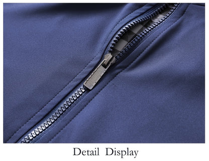 Տղամարդու առօրյա արքայական կապույտ բոմբեր բաճկոն՝ լիքը կայծակաճարմանդով, ազատ չափսերով, պոլիեսթերային, կանգնած օձիքով, երկար թևքերով, թեթև և դիմացկուն՝ գարնան և աշնան համար, առօրյա վերնազգեստ | երիզավոր թևքեր | դիմացկուն վերնազգեստ