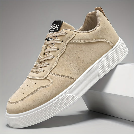 1 Pair MAINALUN Men'S Skateboarding Sneakers - Low-Top Lace-Up Casual Shoes with Thick PVC Sole, Breathable Fabric Lining  Durable Synthetic Upper for Daily Wear, Outdoor, Travel, Parties - Green/Black/Khaki, Skateboarding S