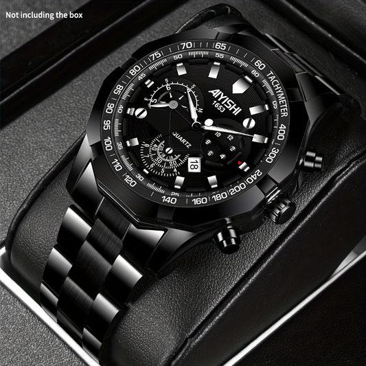 AIYISHI տղամարդու շքեղ գործնական քվարցային ժամացույց | | Լուսավոր սլաքներ և մարկերներ | Ամսաթվի ցուցադրում | Ցինկի համաձուլվածքից պատյան և ժապավեն | Անալոգային ցուցիչ ենթացուցիչներով | Իդեալական է մասնագիտական ​​նվերների համար