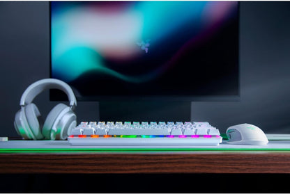Razer Huntsman Mini (Purple Switch) - Compact 60% Gaming Keyboard (Clicking Optical Switches, Doubleshot PBT Keycaps, Removable USB-C Cable) QWERTY US Layout | Mercury White