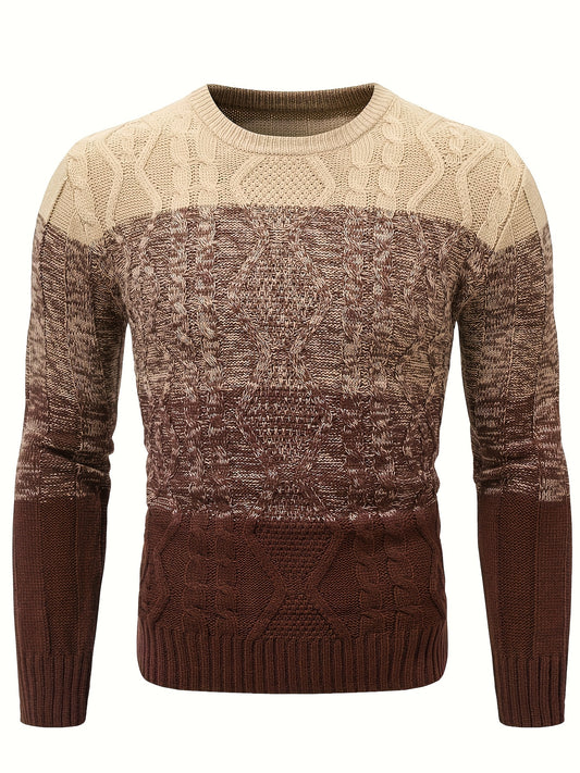 Տղամարդու առօրյա պուլովեր սվիտեր գարնանային և աշնանային համար, գունային համադրություններով տրիկոտաժե նախշերով, պատրաստված 100% ակրիլային նյութից։
