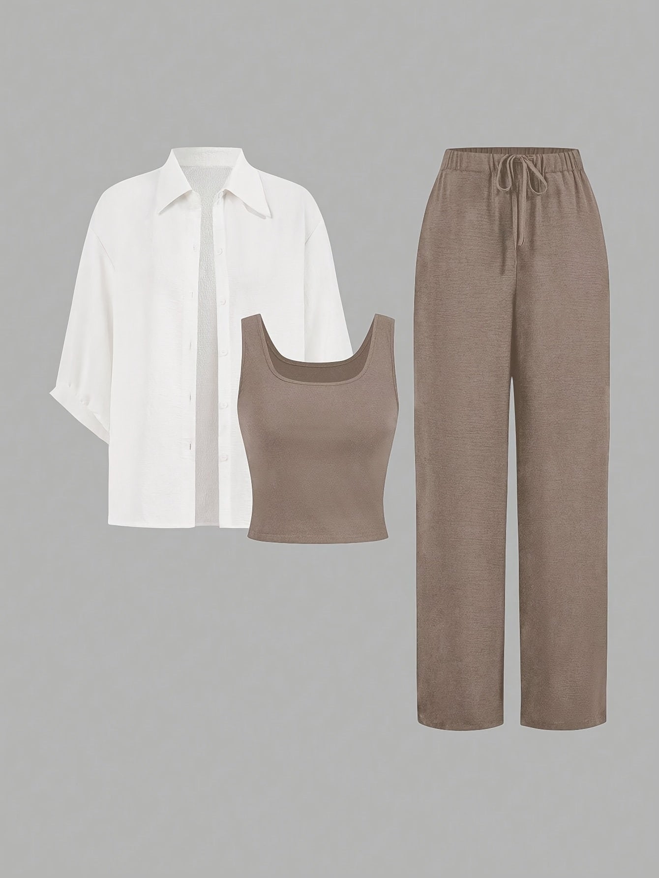 3 հատ ամառային կանացի առօրյա վերնաշապիկի և տաբատի հավաքածու