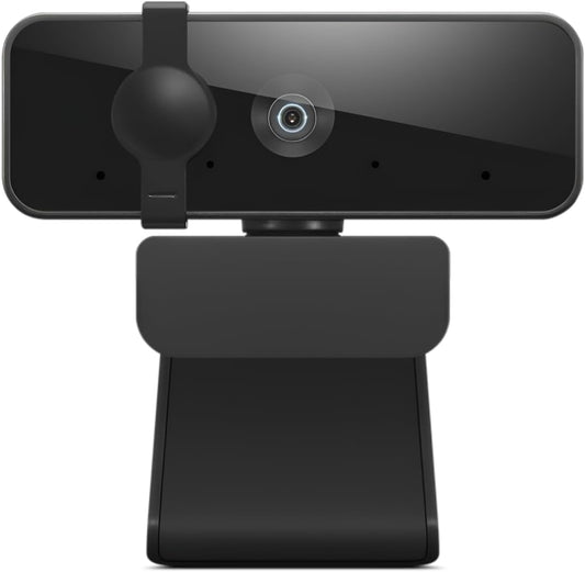 Lenovo Essential Full HD 1080P Webcam, Dual Microphone, No Driver 1.8M USB 2.0, Wide-Angle, Tilt-Control, 360-Degree Rotation, Black