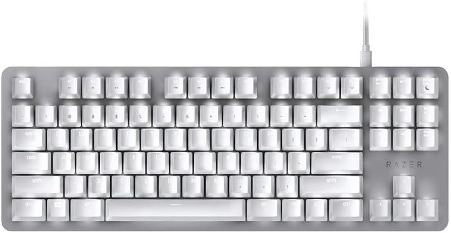 Razer RZ03-02640700-R3M1 Blackwidow Lite Mercury Silent Mechanical Gaming Keyboard (White), with White LED Backlighting for Enhanced Productivity, Orange Switches (Silent and Tactile), US Layout