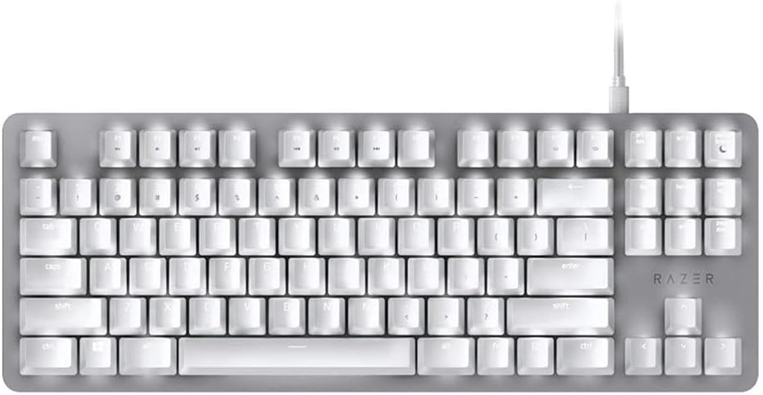 Razer RZ03-02640700-R3M1 Blackwidow Lite Mercury Silent Mechanical Gaming Keyboard (White), with White LED Backlighting for Enhanced Productivity, Orange Switches (Silent and Tactile), US Layout