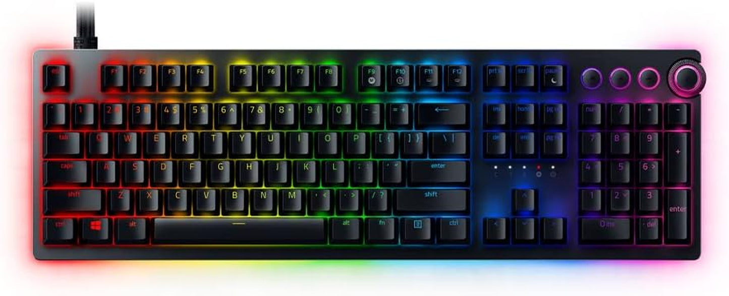 Razer Huntsman V2 Optical Gaming Keyboard: Linear Optical Switches - 8000Hz Polling Rate - Doubleshot PBT Keycaps - Dedicated Media Keys & Dial - Ergonomic Wrist Rest - Snap Tap