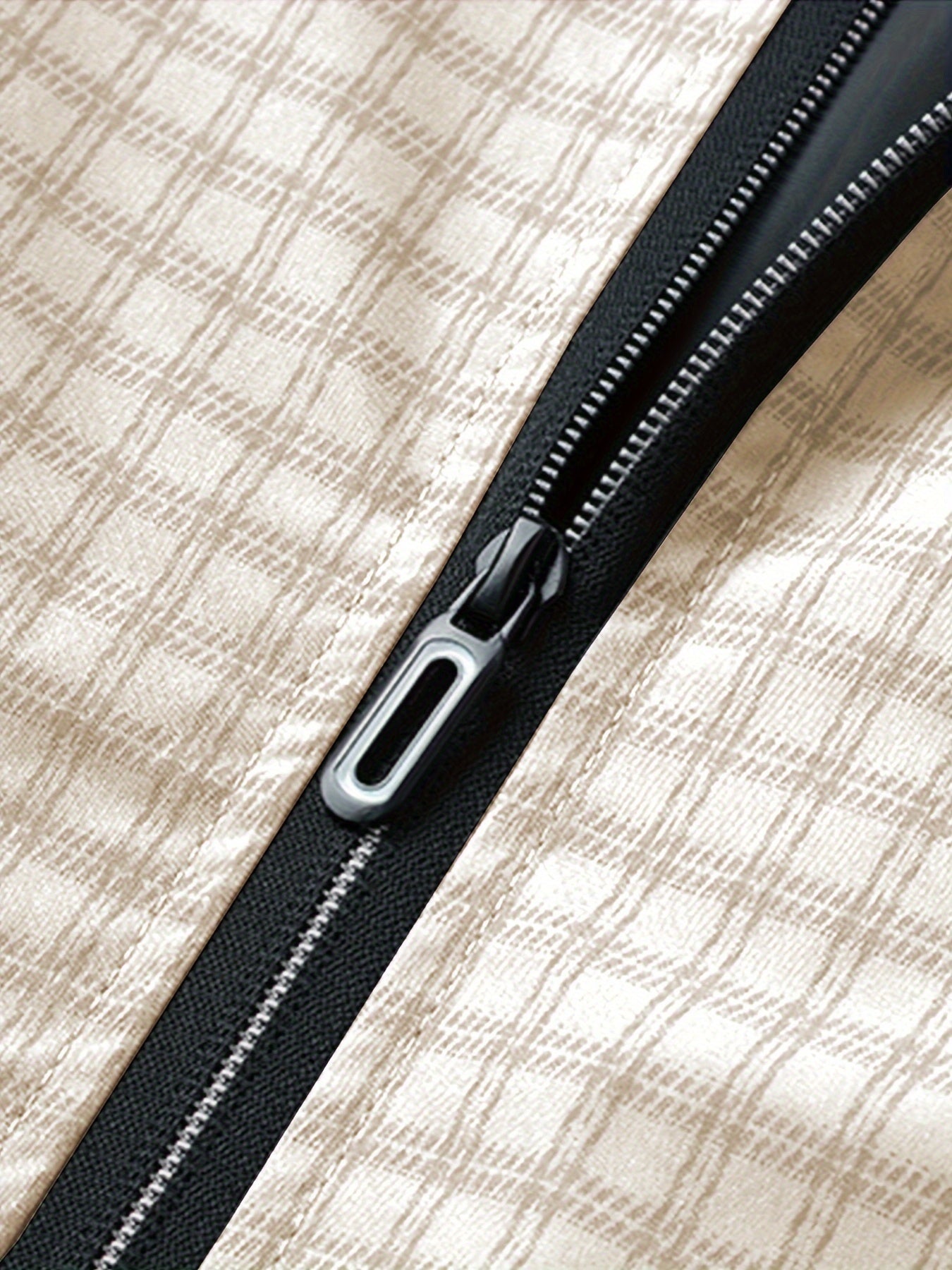 Տղամարդու առօրյա բացօթյա բաճկոն - Գարուն/աշուն փափուկ բաճկոն՝ վանդակավոր նախշերով, երկար թևքերով և կայծակաճարմանդով փակմամբ