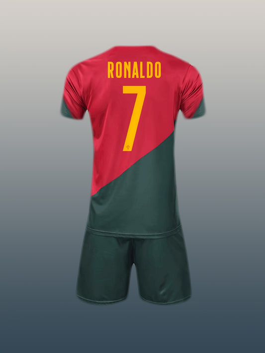 2022 Customizable Name and Number Portugal Jersey - Ronaldo Fan Edition Replica, 100% Polyester Quick-Dry Fabric with Breathable Mesh Design, Ideal for Watching Matches/Daily Wear/Fan Gatherings/Sports & Fitness, Perfect for