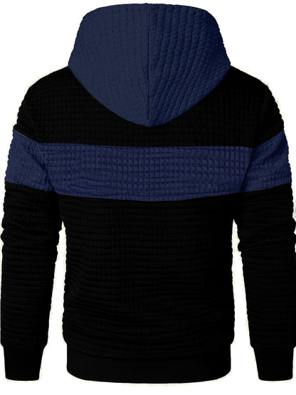 Նորաձև գլխարկով սվիտեր | Տղամարդու առօրյա սվիտեր թեթևակի ձգվող գործվածքից, երկար թևքերով, գրպանային դետալներով, միագույն նախշերով՝ գարուն/աշուն