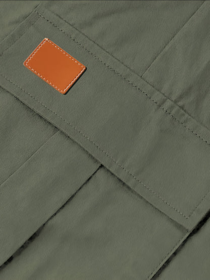 Men'S Fashion Cargo Pants, 100% Polyester Woven Fabric, All-Season Loose Fit with Drawstring Waist, Multi-Pocket Design, Solid Color, Mid Waist, Regular Length, Non-Stretch, Casual Joggers for Weekend - 160g/m²