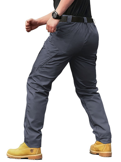 Multi Pocket Men's Tactical Pants, Loose Casual Outdoor Military Pants Without Belt, Mens Cargo Pants For Hiking