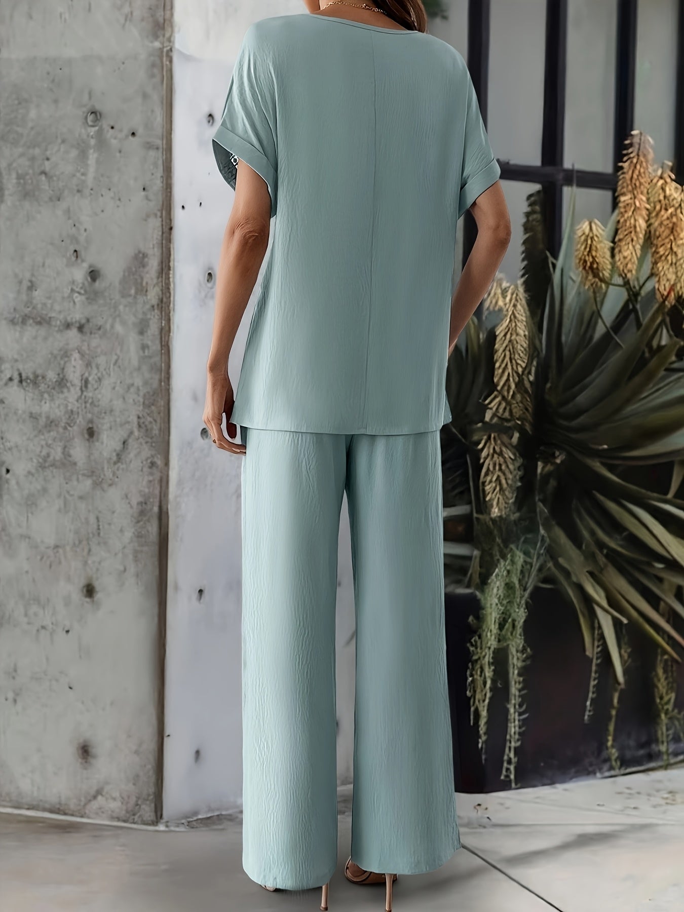 [Elegant Set + Short Sleeve Top and Pants]