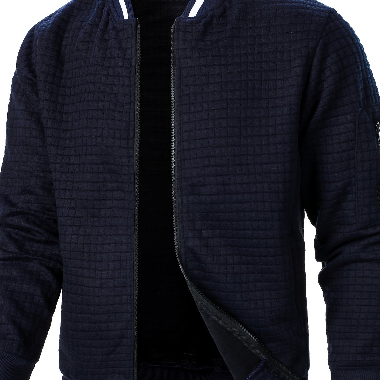 Men'S Zip-Up Jacket - Full-Zip Front Closure, Stand Collar, Lightweight Outerwear for Office, Casual & Formal Events - Spring/Fall Transitional Clothing - Easy-Care Modern Men'S Coat, Zip Up Jacket, Autumn Layering, Sleek Des