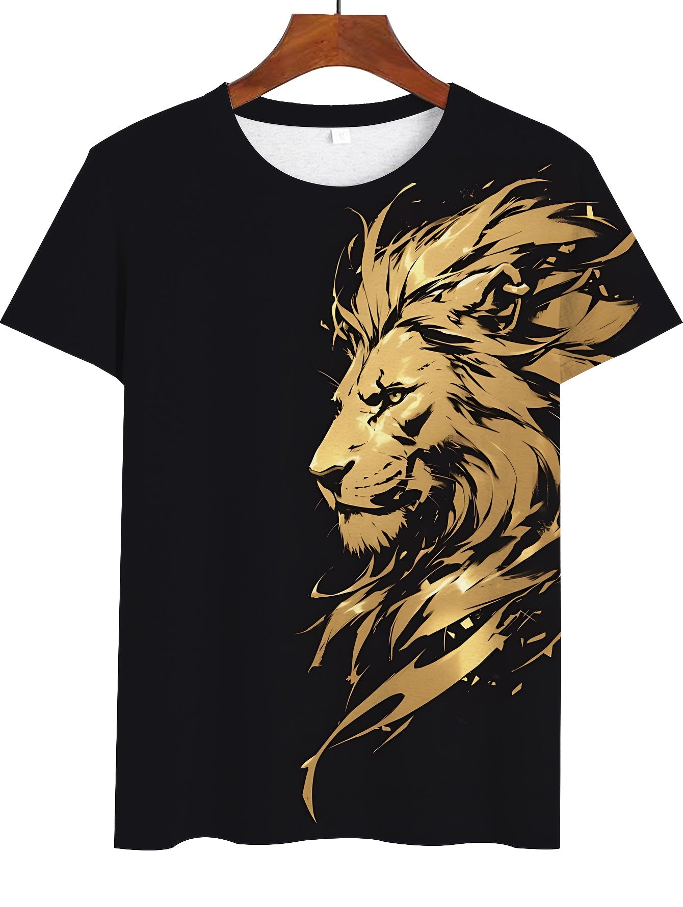 Նոր Առյուծի 3D Տպագրության Նախշ, Կարճ Թևքերով Կլոր Վզիկով Շապիկ, Տղամարդկանց Արտաքին Հագուստ