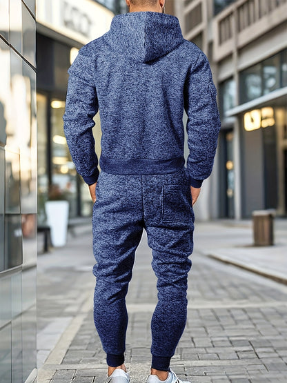 Տղամարդու առօրյա սպորտային վերնաշապիկի և տաբատի հավաքածու՝ կայծակաճարմանդով, լարով, բրդյա ծածկույթով՝ պոլիեսթերի խառնուրդով, լվացքի մեքենայով լվացվող