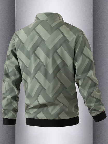 Men'S Lightweight Softshell Jacket - Olive Green/Black/Gray/ - Stand Collar Windproof Coat with Zippered Pockets - Non-Stretch Fabric for Hiking, Gym, Casual Outdoors - Spring/Fall Athletic Outerwear - Easy-Care Sportswear, H