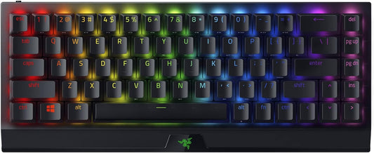 Razer Blackwidow V3 Mini Hyperspeed 65% Wireless Mechanical Gaming Keyboard: Green Mechanical Switches Tactile & Clicky - Doubleshot ABS Keycaps - Chroma RGB - up to 200 Hr Battery - Snap Tap