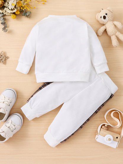 Toddler Baby Boy Clothes Outdoor Set Long Sleeve Sweatshirt Top Casual Pants Fall Winter Outfit Sweatsuit - ayq