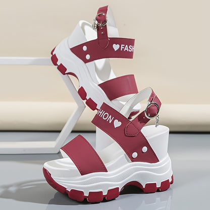 Կանացի սանդալներ սեպաձև կրունկներով, հարթակով բաց մատներով, մետաղական ճարմանդով սանդալներ, կանացի նորաձև առօրյա կոշիկներ