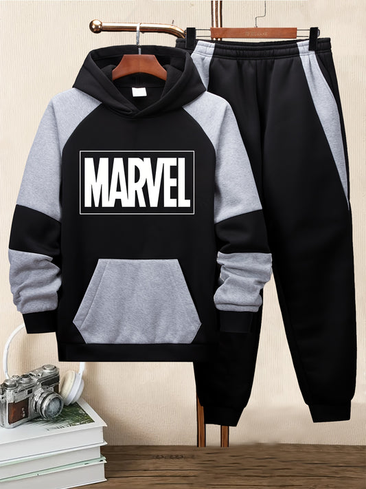 Մանկական հավաքածու՝ 2 հատ՝ հակադիր գույներով միահյուսված վերնաշապիկ + տաբատ, տառերով նախշերով աշնանային և ձմեռային թավշյա հարմարավետ կոստյում, նորաձև տղաների ամենօրյա սպորտային կոստյում, իդեալական է բացօթյա օգտագործման համար։