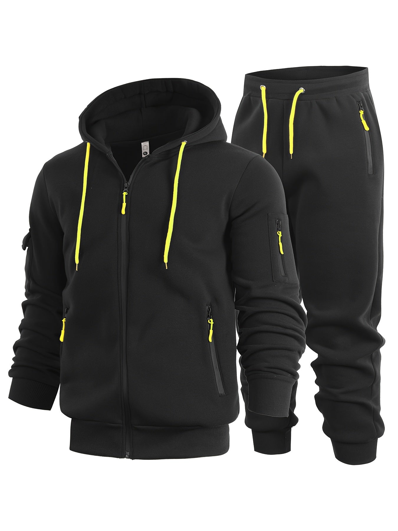 2 հատ տղամարդու միագույն երկարաթև սվիտեր և մարզաշապիկ գլխարկով, հարմար է գարնանային, աշնանային և ձմեռային սպորտաձևերի համար։