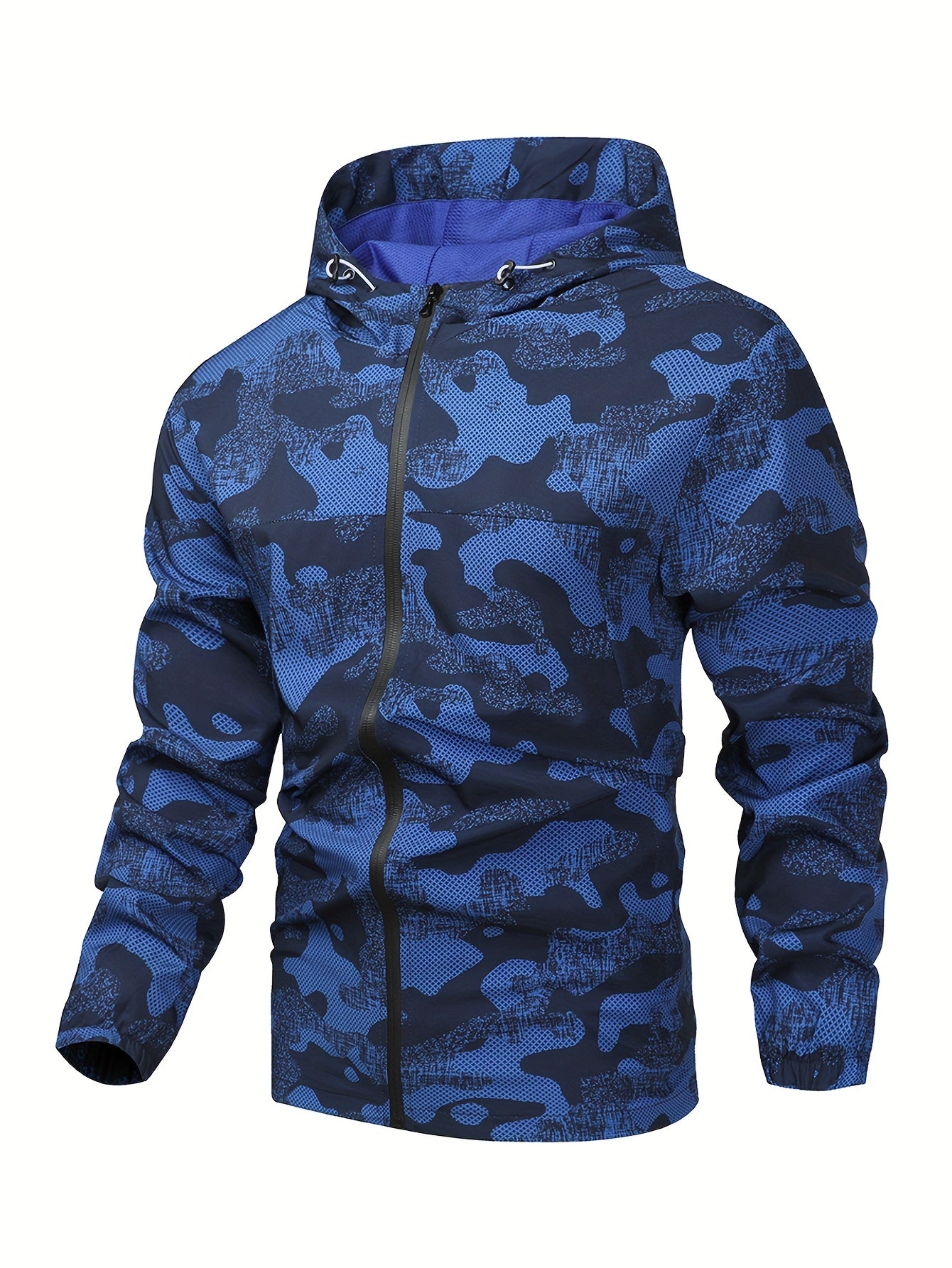 Men'S Lightweight Climbing Hooded Jacket - Quick-Dry Windproof Outdoor Sports Coat with Camouflage Pattern, Spring/Fall Casual & Training Wear, Regular Fit for Hiking, Running, Gym, Hiking Apparel, Durable Fabric