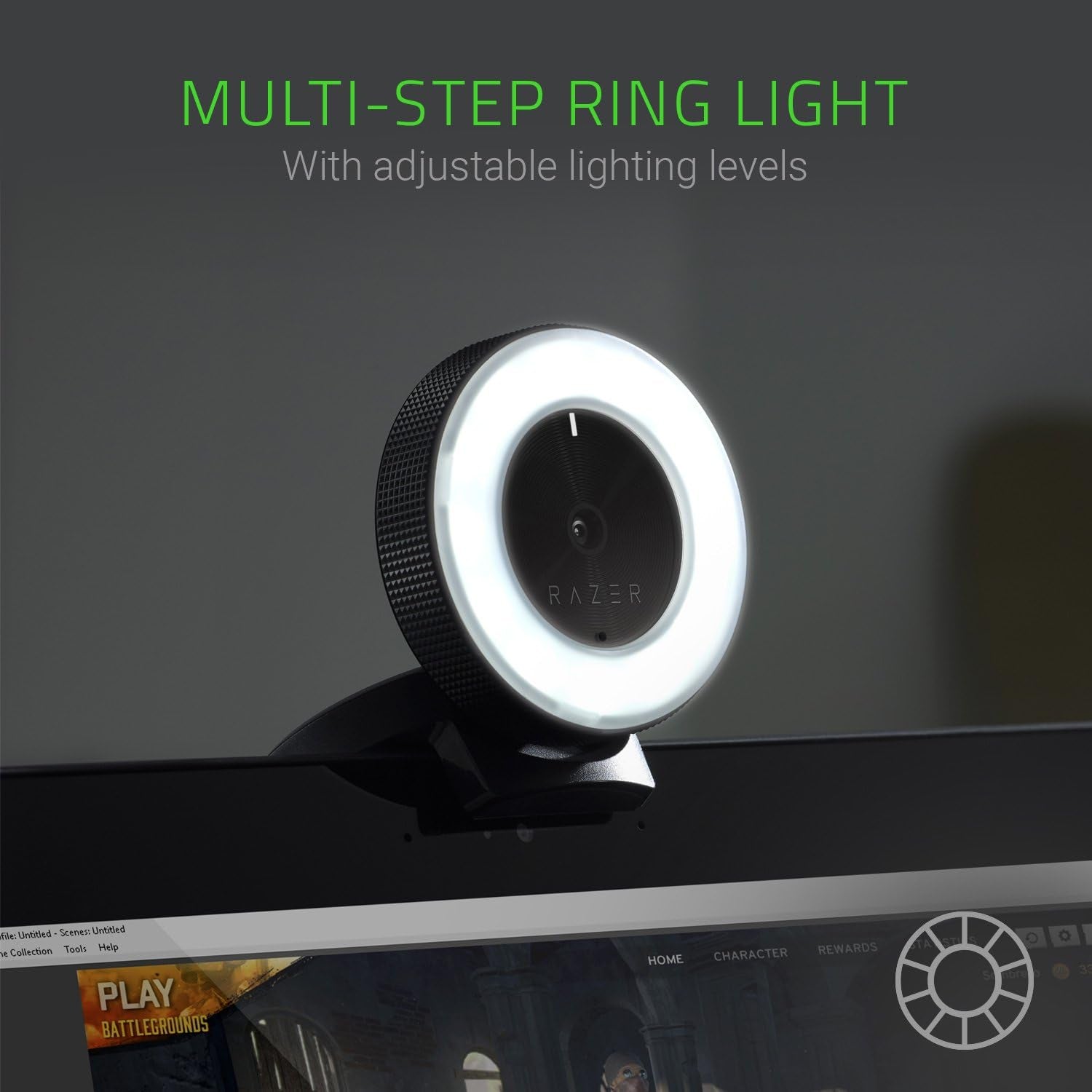 Razer Kiyo Streaming Webcam: 1080P 30 FPS / 720P 60 FPS - Ring Light W/Adjustable Brightness - Built-In Microphone - Advanced Autofocus