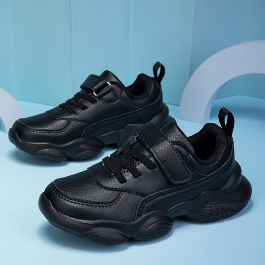 Youngsters' White Chunky Sneakers - Adjustable Hook-and-loop Fastener Strap, Easy Slip-On, Non-Slip EVA Sole, Comfortable Lining, Versatile for School and Sports, All-Season Wear, School Sneakers|Trendy Chunky Sneakers|Durabl