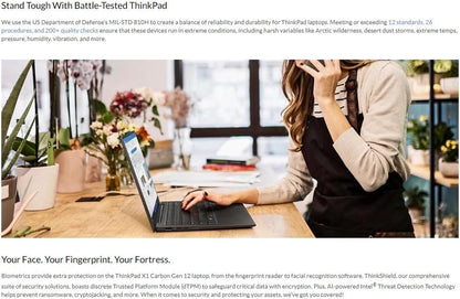 Lenovo Gen 12 Thinkpad X1 Carbon Laptop with Intel Ultra 7 165U Vpro Processor, 14" WUXGA 100% Srgb Touchscreen, 32GB 6400Mhz RAM, 1TB Gen4 Performance SSD, FHD+ IR+ RGB Camera, and Windows 11 Pro