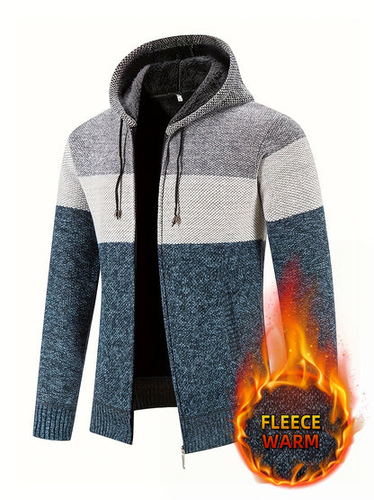 Տղամարդկանց Բլիթ աստառով գլխարկով սվիտեր | 100% պոլիեսթեր տրիկոտաժ | Հասուն ոճ | Գծավոր նախշ | Երկարաթև | Regular Fit Hoodie միջին ձգվող գործվածքով | Առօրյա աշուն և ձմեռային վերնազգեստ