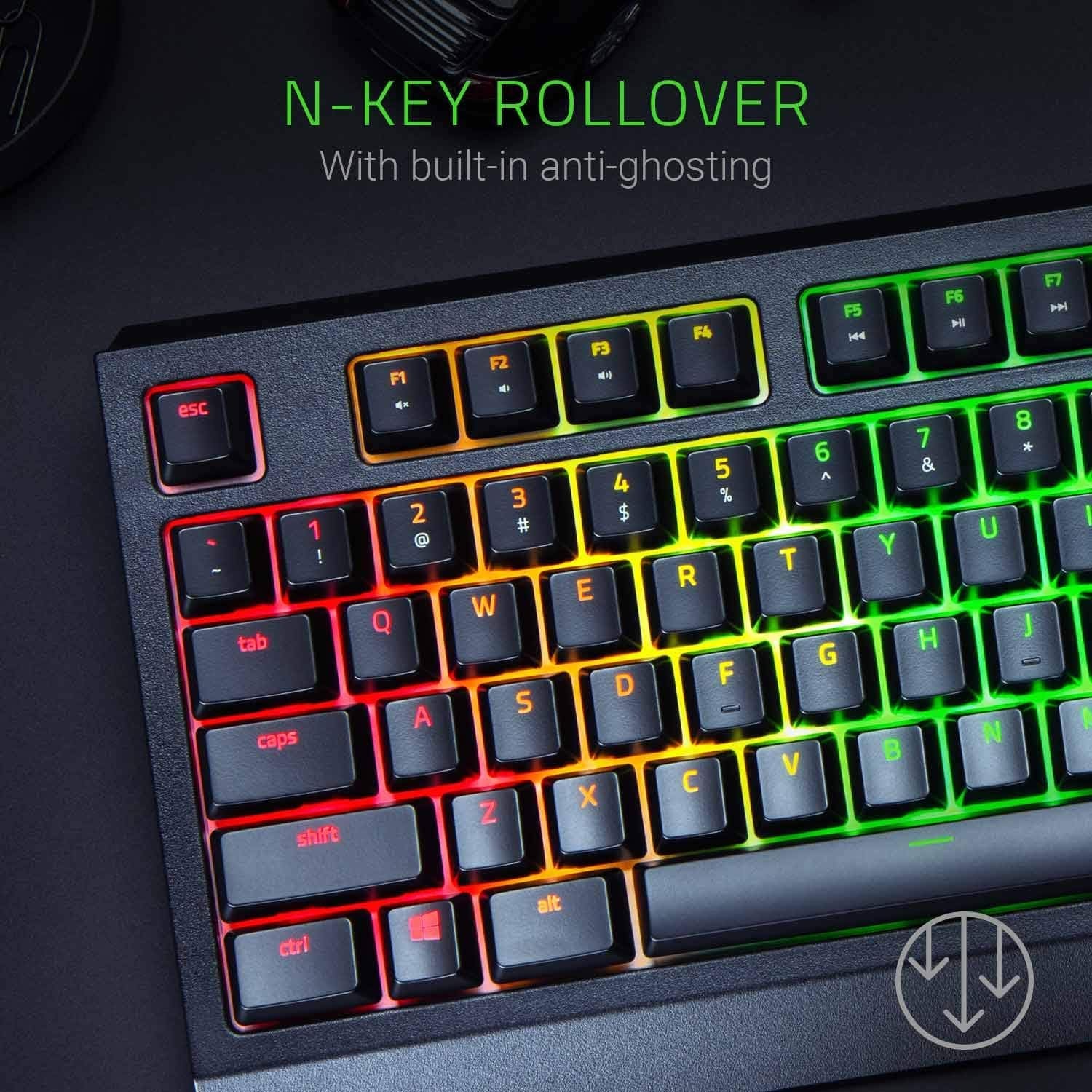 Razer Blackwidow Mechanical Gaming Keyboard: Green Mechanical Switches, Tactile & Clicky, Chroma RGB Lighting, Anti-Ghosting, Programmable Macro Functionality