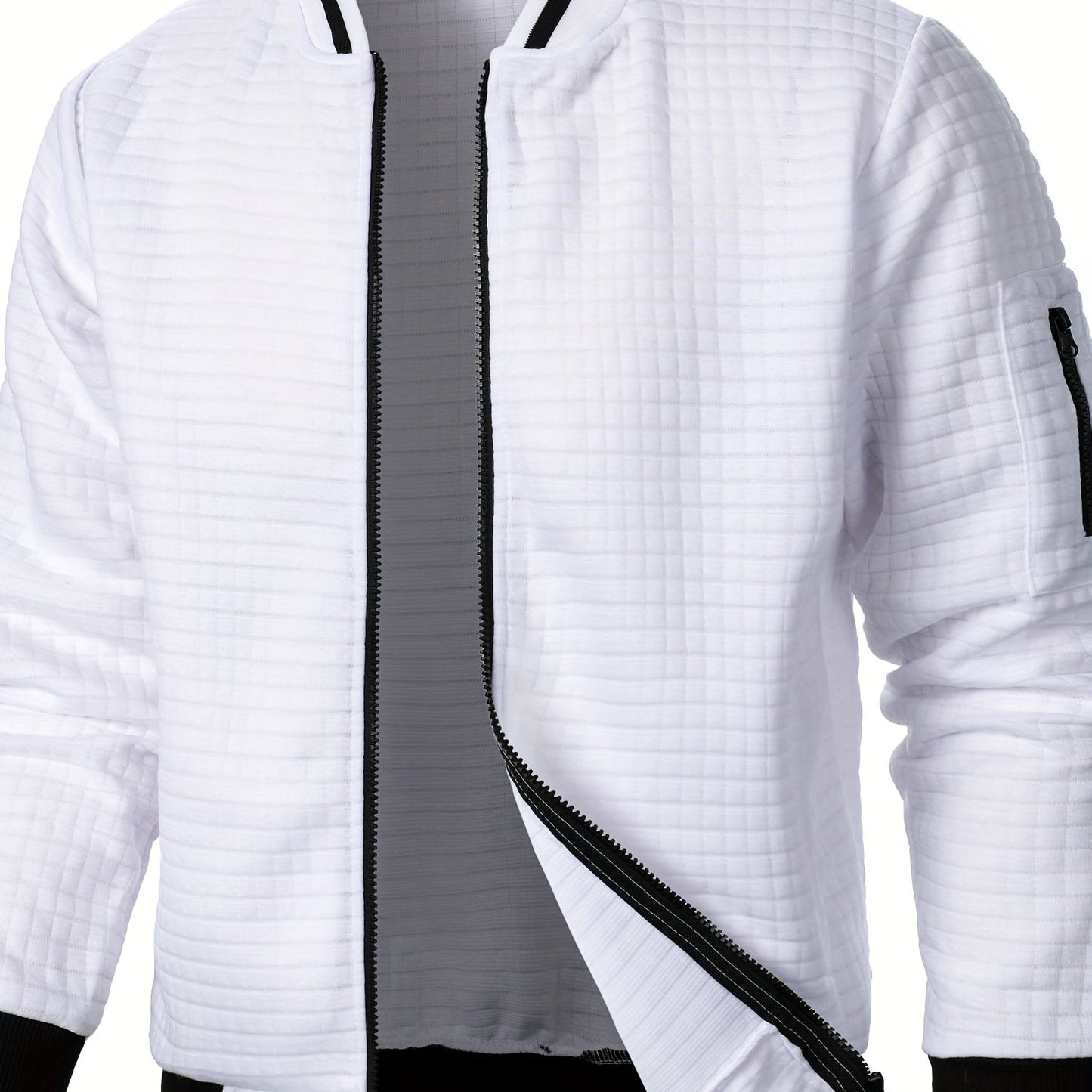 Men'S Zip-Up Jacket - Full-Zip Front Closure, Stand Collar, Lightweight Outerwear for Office, Casual & Formal Events - Spring/Fall Transitional Clothing - Easy-Care Modern Men'S Coat, Zip Up Jacket, Autumn Layering, Sleek Des