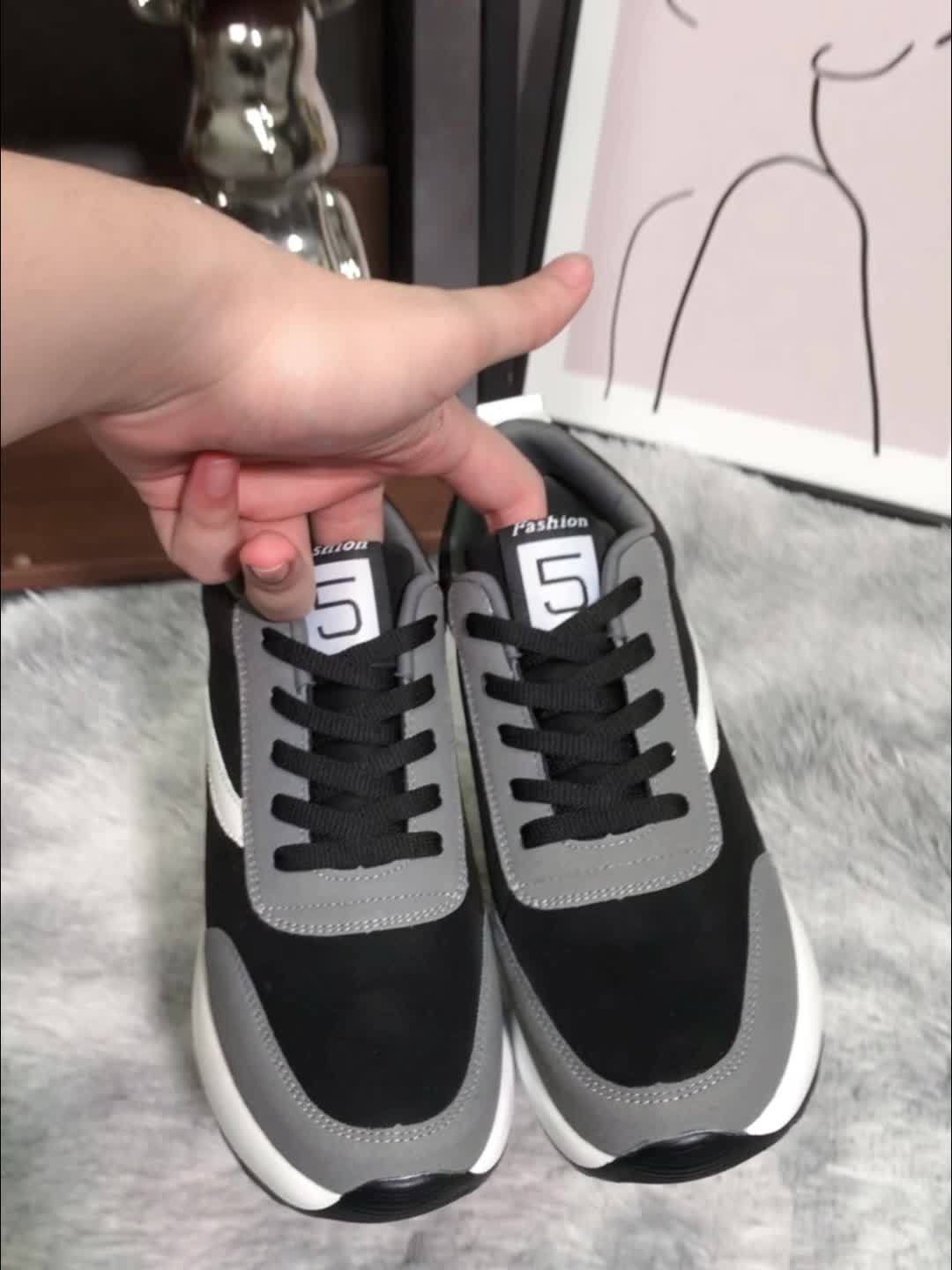 Կանացի ամուր, կապած առջևի մասով, օդային բարձիկով սպորտային կոշիկներ, նորաձև հարթակային սպորտային կոշիկներ՝ թաքնված կրունկով, բացօթյա զբոսանքի համար