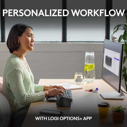 Logitech Wave Keys Wireless Ergonomic Keyboard with Cushioned Palm Rest, Comfortable Natural Typing, Easy-Switch, Bluetooth, Logi Bolt Receiver, for Multi-Os, Windows/Mac - Graphite