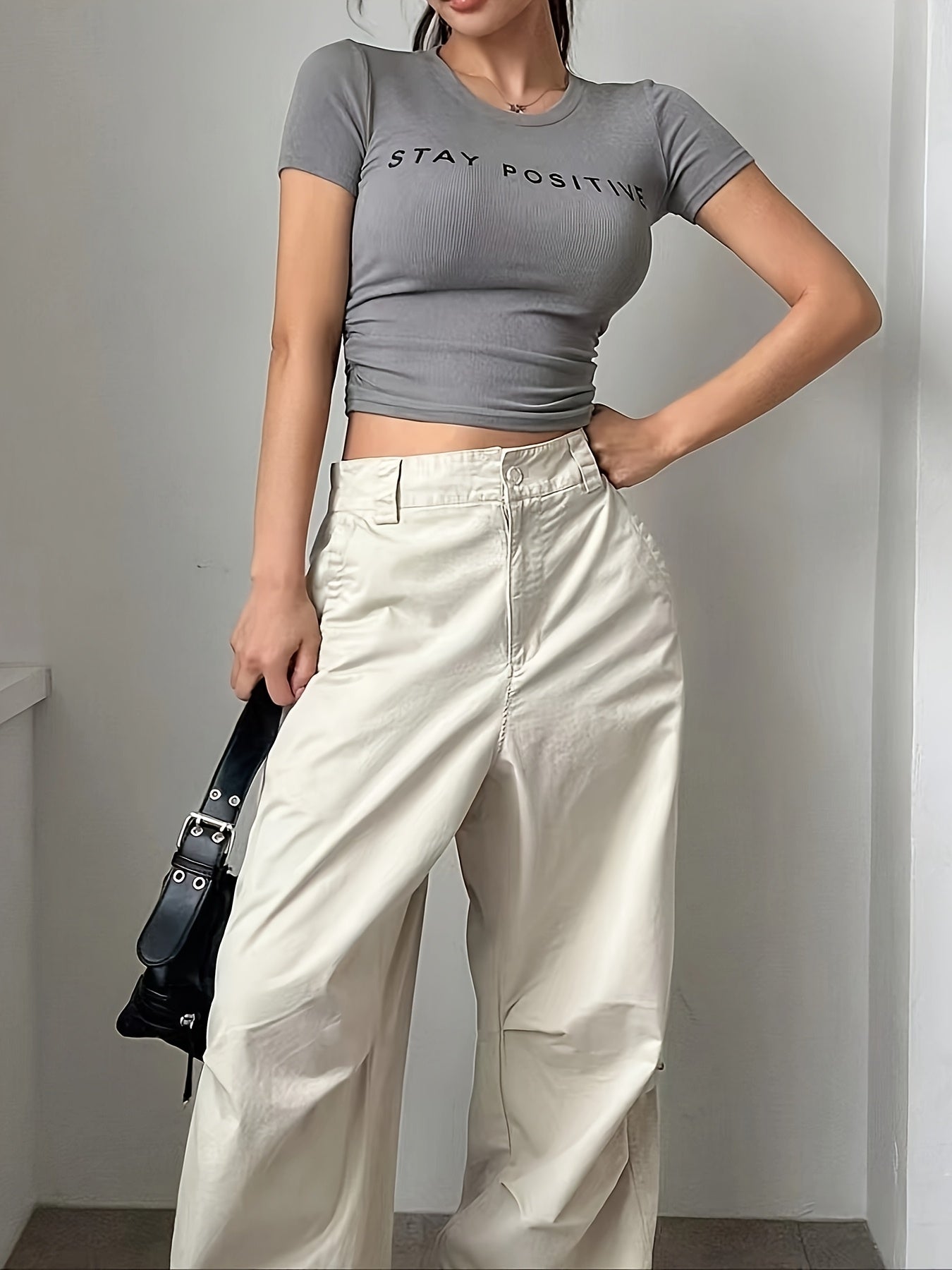 Elegant Summer Knit Polyester T-Shirt for Women, Crew Neck Short Sleeve with Cat Ear Print, Regular Length, Alphabet Pattern, 90% Polyester 10% Spandex