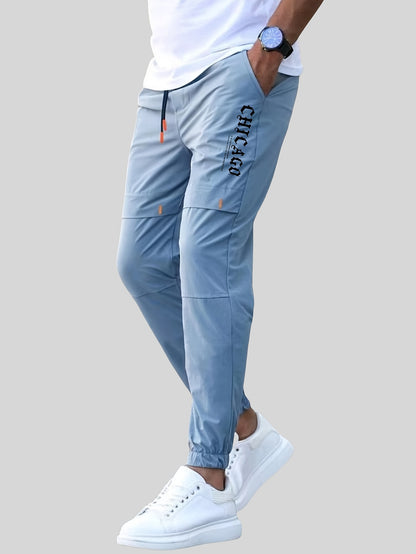 Տղամարդկանց պատահական պարաններով ջոջեր, 100% պոլիեսթեր չձգվող գործվածք, այբուբենի տպագրությամբ դետալներով սովորական տաբատ, 100% պոլիեսթեր, նորաձև աշխատանքային հագուստ