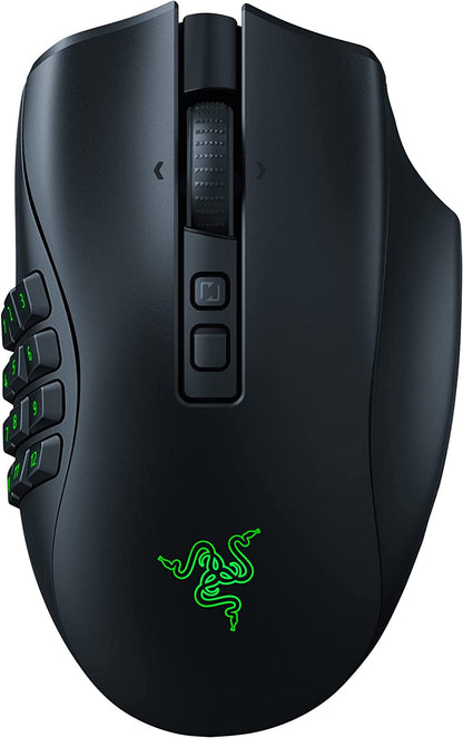 Razer Naga V2 Hyperspeed Wireless MMO Gaming Mouse: 19 Programmable Buttons - Hyperscroll Technology - Focus Pro 30K Optical Sensor - Mechanical Mouse Switches Gen-2 - up to 400 Hr Battery Life